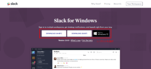WindowsOS向けのダウンロード画面（Slack）