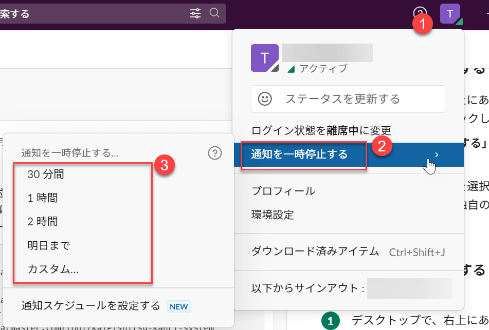 Slack入力できない_通知オフ_一時的オフ