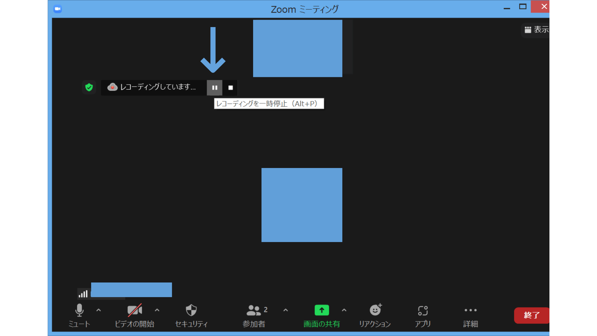Zoom-録画-クラウド一時停止