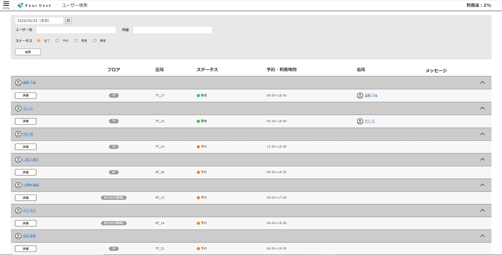 Yourdesk_出勤状況_可視化